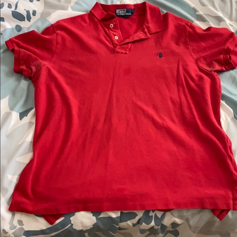 Red polo shirt